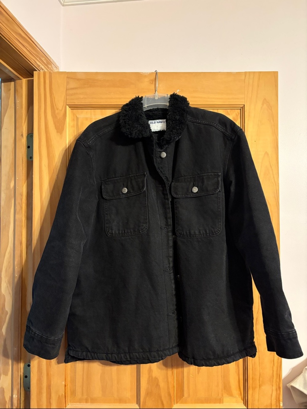 Old Navy Black Sherpa Collar Denim Jacket